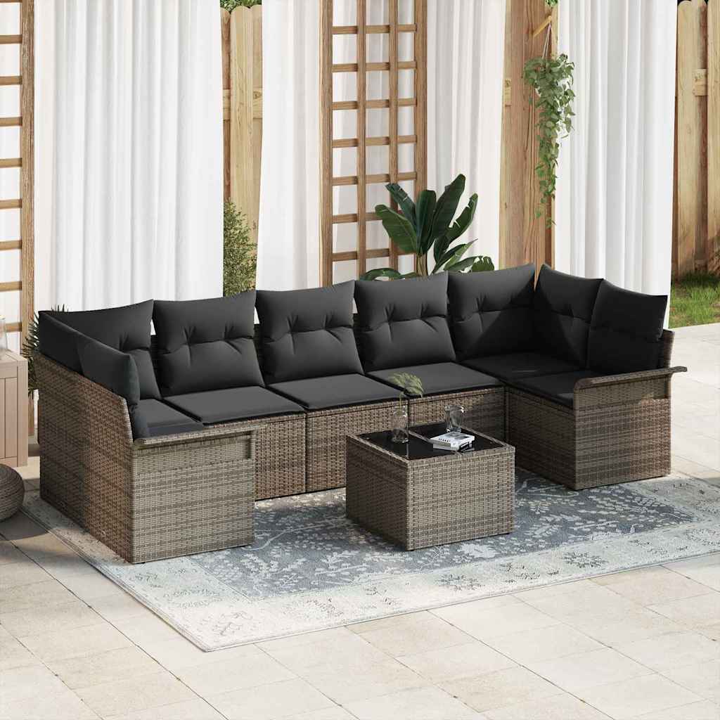 Gartensofa-set 8 stk. Grau Poly-Rattan