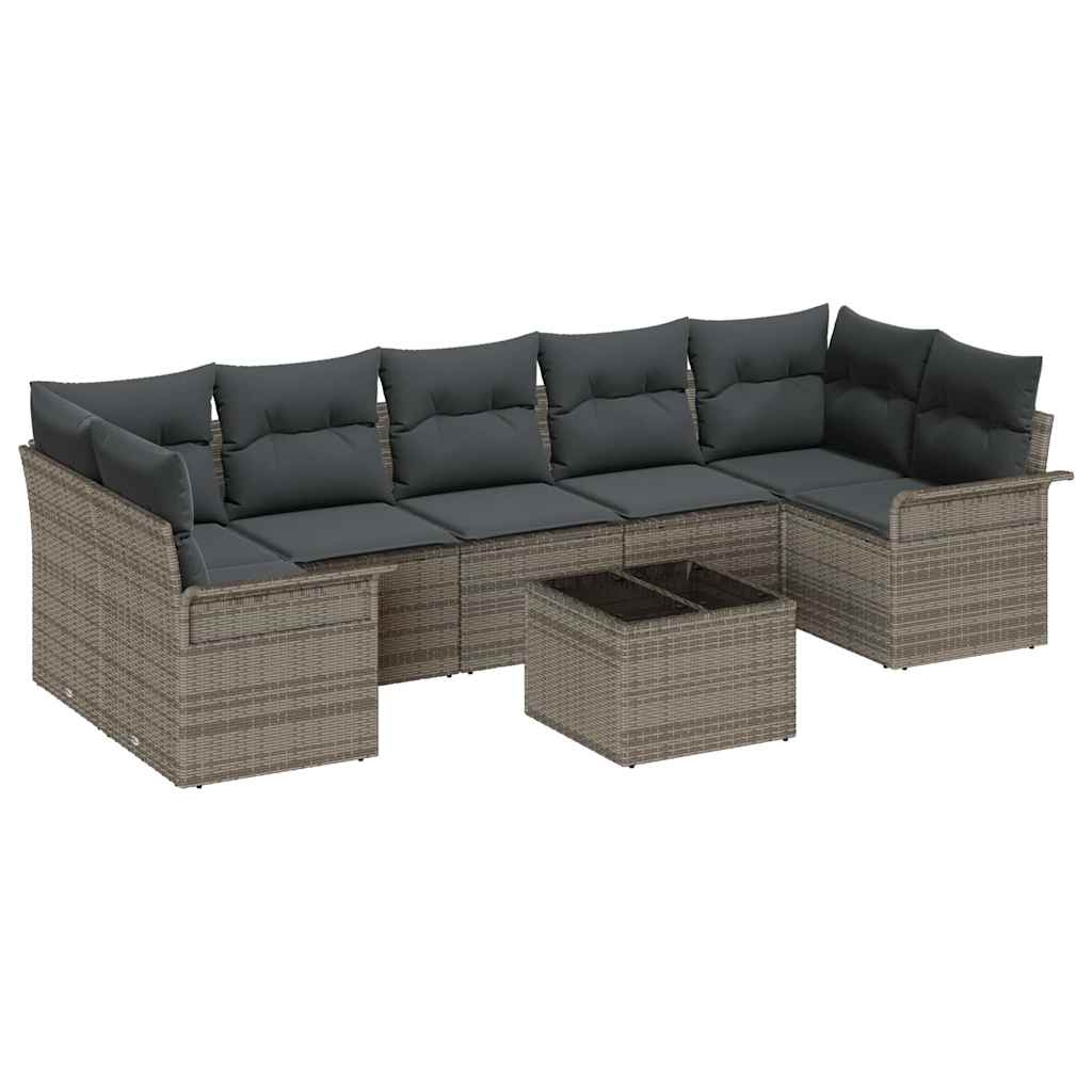 Gartensofa-set 8 stk. Grau Poly-Rattan