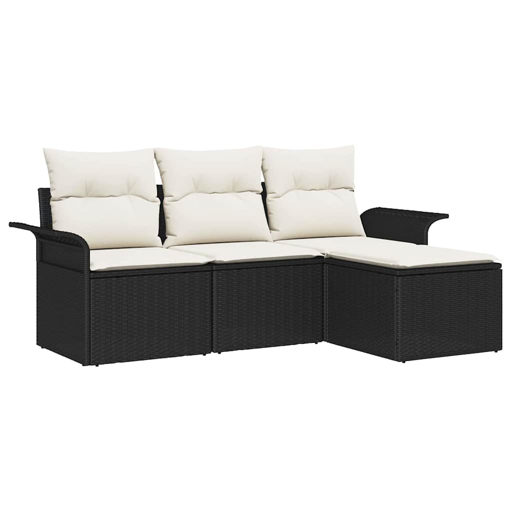 Gartensofa-set 4 stk. Schwarz Poly-Rattan
