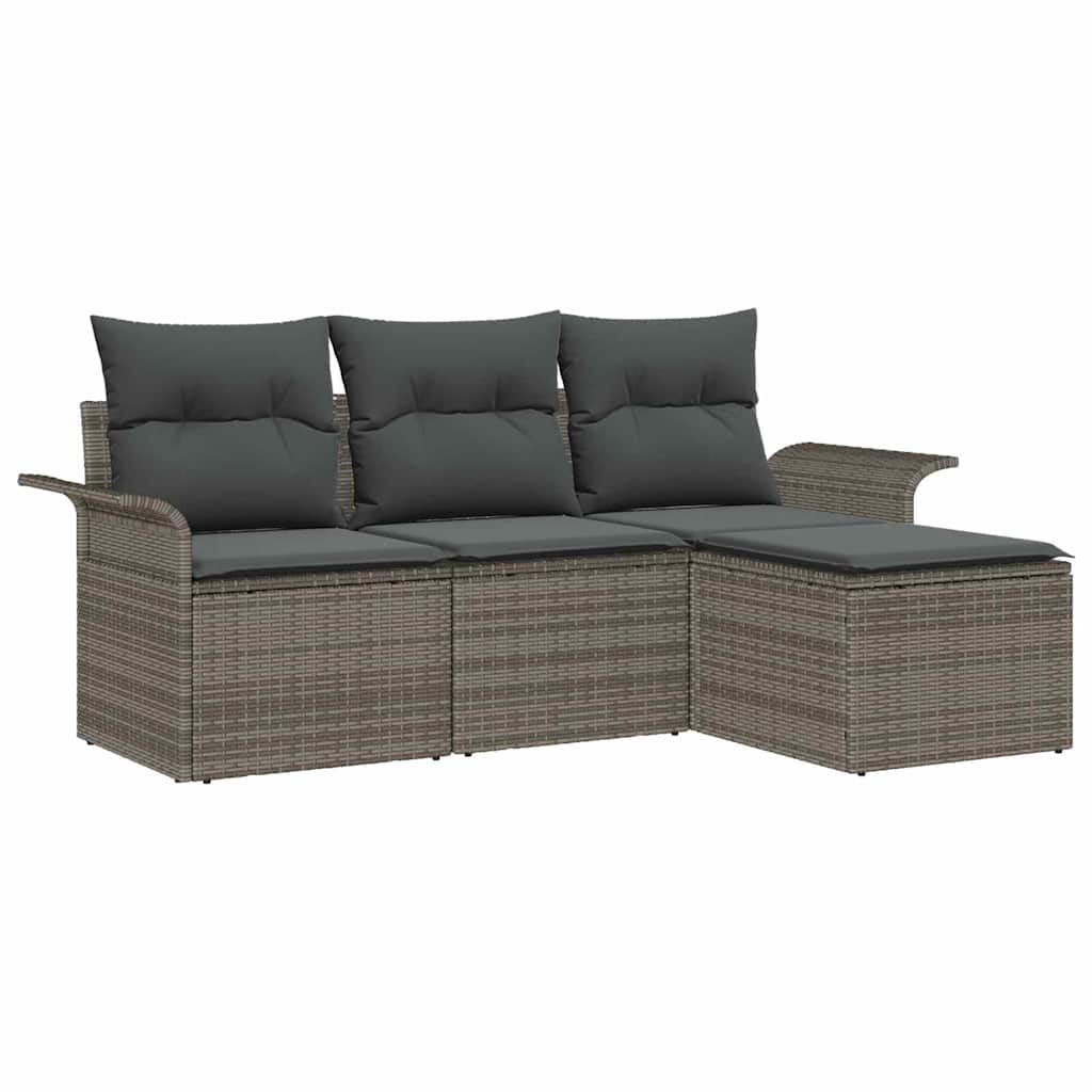 Gartensofa-set 4 stk. Grau Poly-Rattan