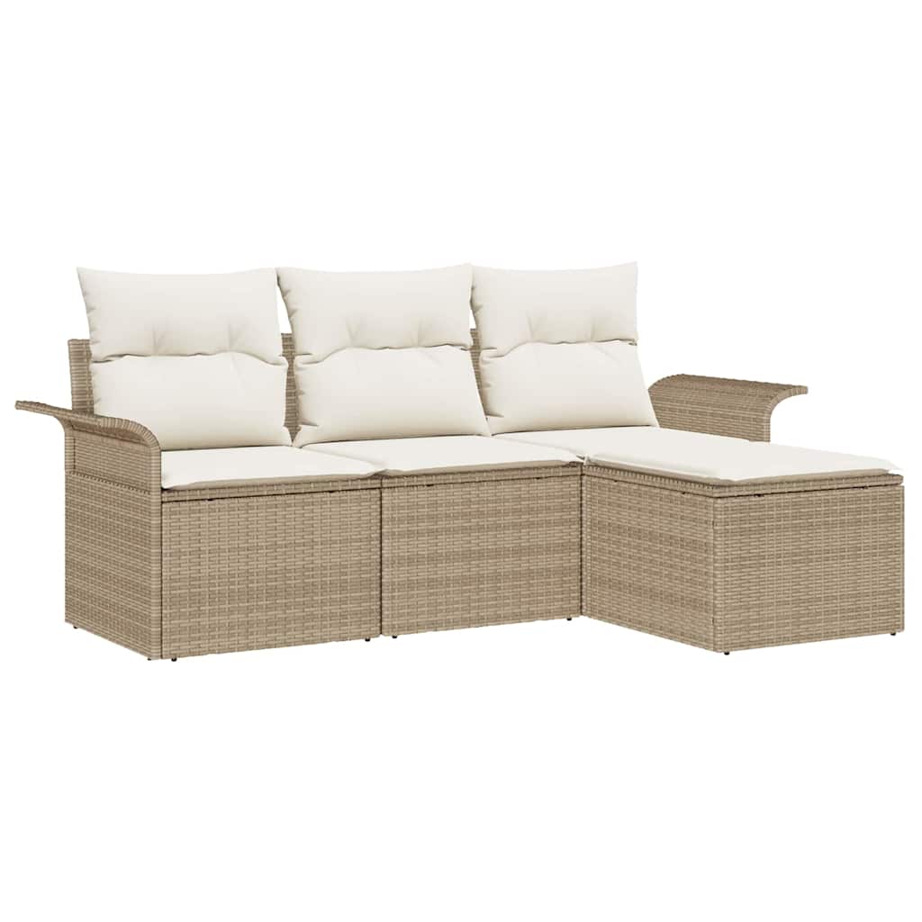 Gartensofa-set 4 stk. Beige Poly-Rattan