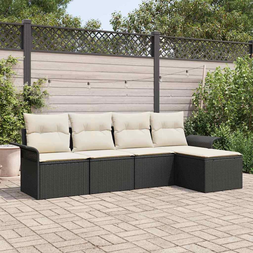 Gartensofa-set 5 stk. Schwarz Poly-Rattan