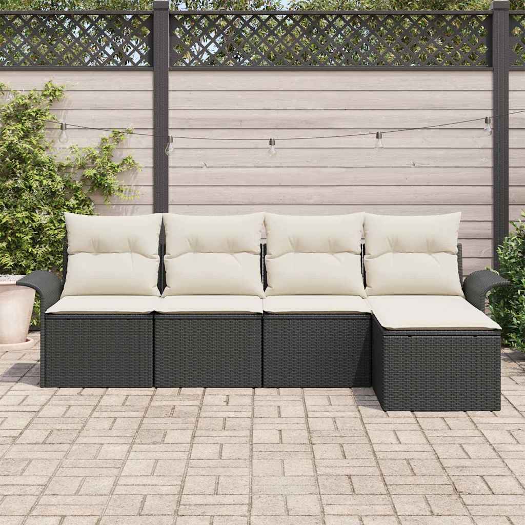 Gartensofa-set 5 stk. Schwarz Poly-Rattan
