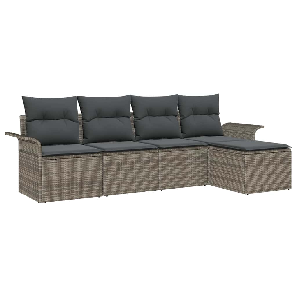 Gartensofa-set 5 stk. Grau Poly-Rattan