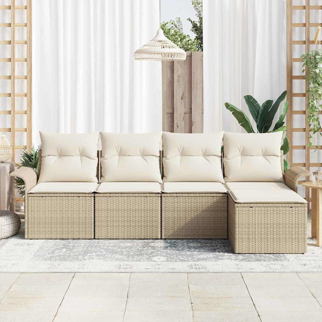Gartensofa-set 5 stk. Beige Poly-Rattan
