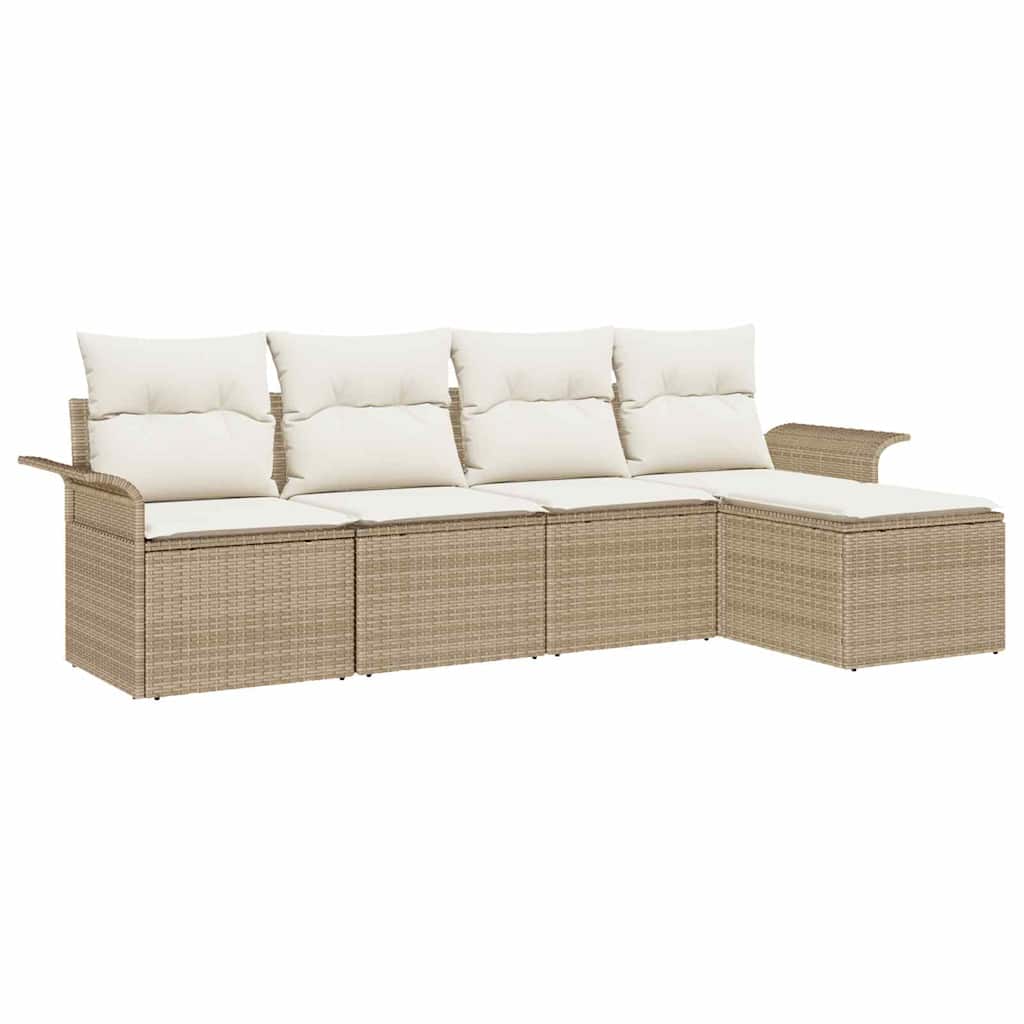 Gartensofa-set 5 stk. Beige Poly-Rattan