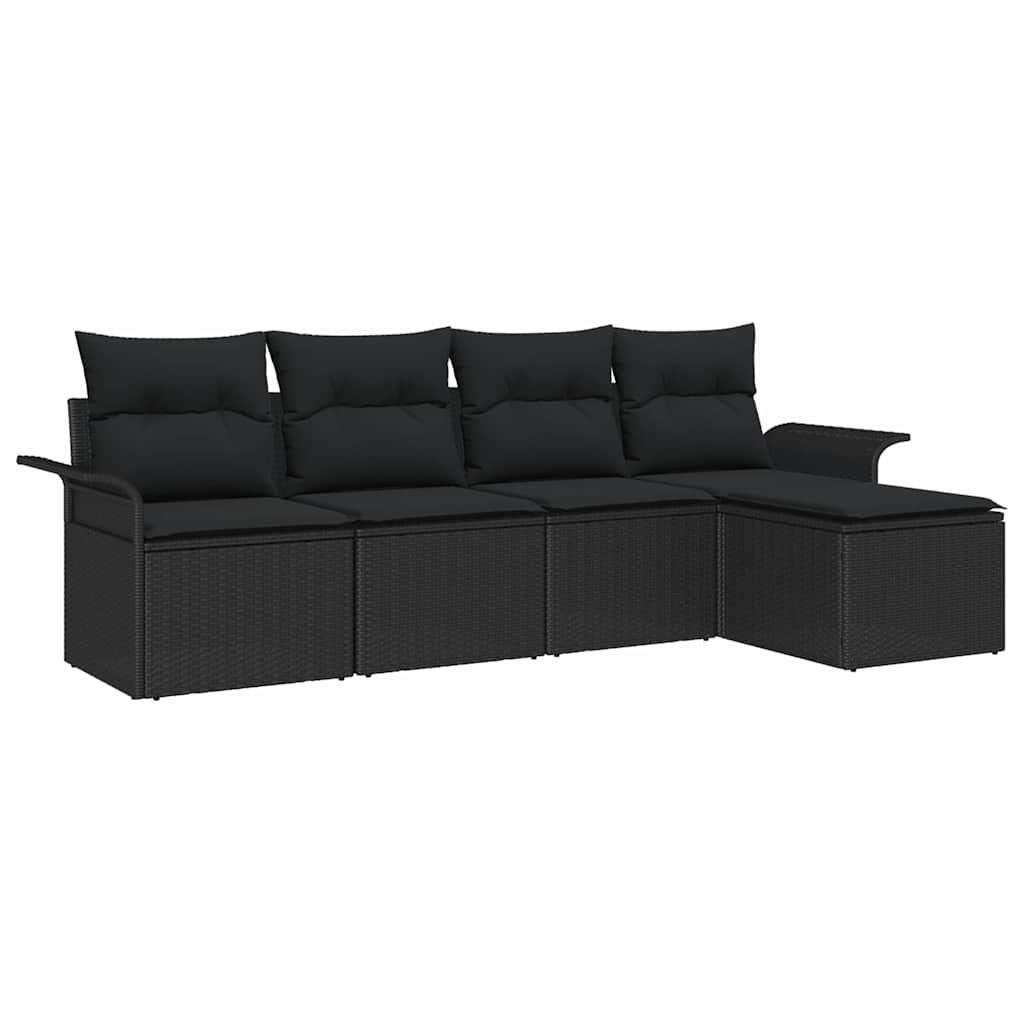 Gartensofa-set 5 stk. Schwarz Poly-Rattan