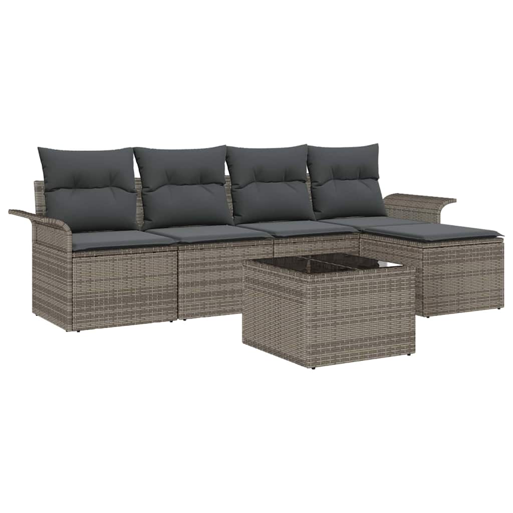 Gartensofa-set 6 stk. Grau Poly-Rattan