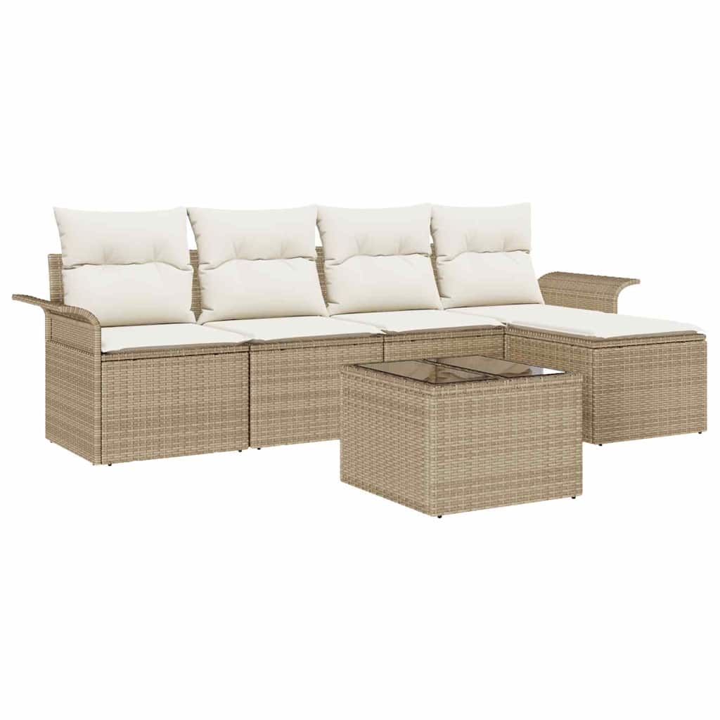 Gartensofa-set 6 stk. Beige Poly-Rattan