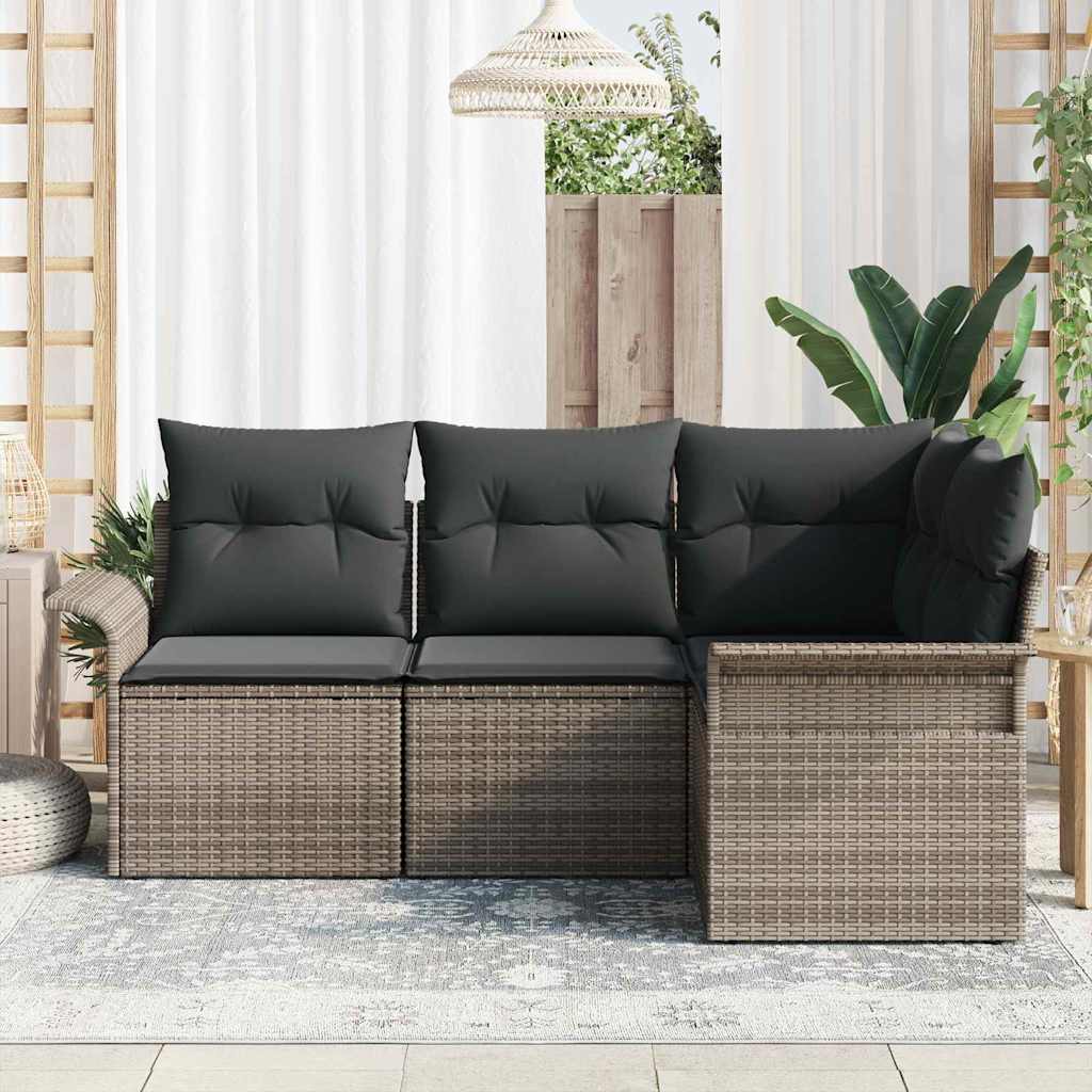 Gartensofa-set 4 stk. Grau Poly-Rattan
