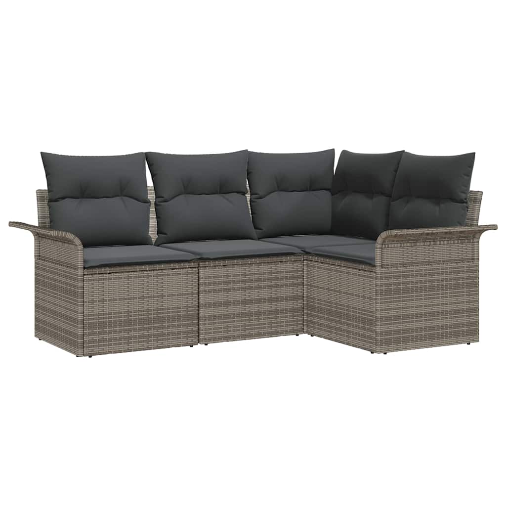 Gartensofa-set 4 stk. Grau Poly-Rattan