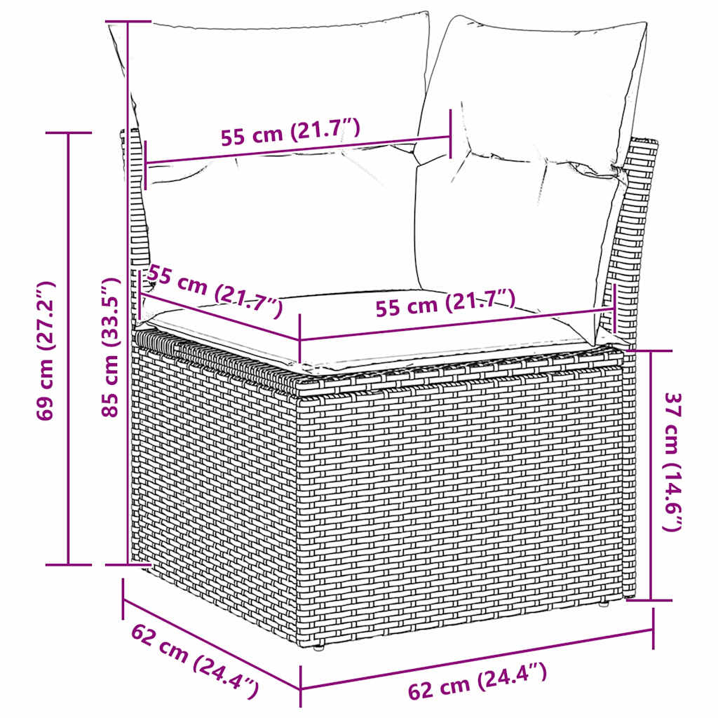 Gartensofa-set 4 stk. Grau Poly-Rattan