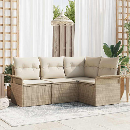 Gartensofa-set 4 stk. Beige Poly-Rattan