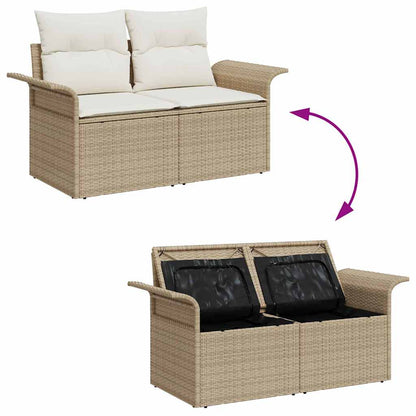 Gartensofa-set 4 stk. Beige Poly-Rattan