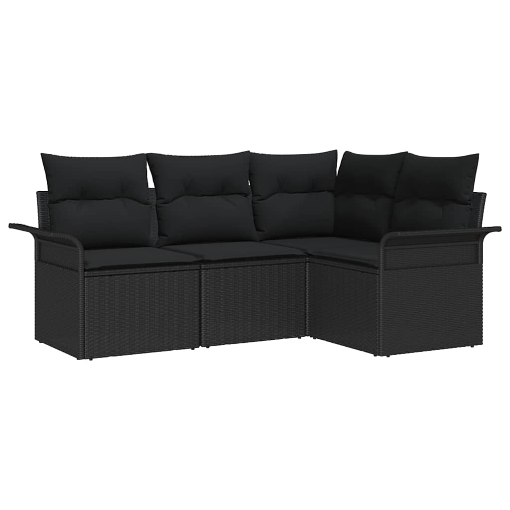 Gartensofa-set 4 stk. Schwarz Poly-Rattan