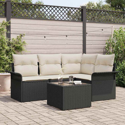 Gartensofa-set 5 stk. Schwarz Poly-Rattan