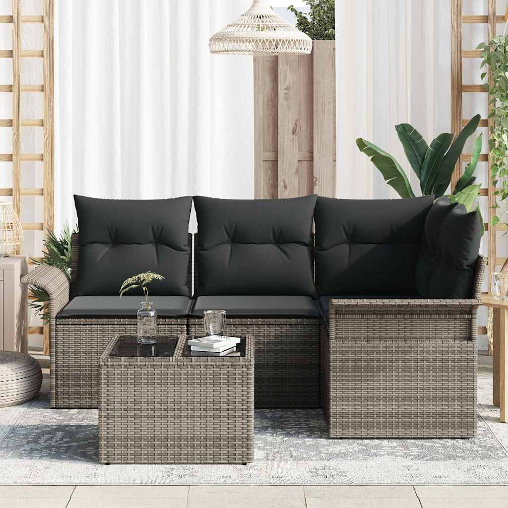 Gartensofa-set 5 stk. Grau Poly-Rattan