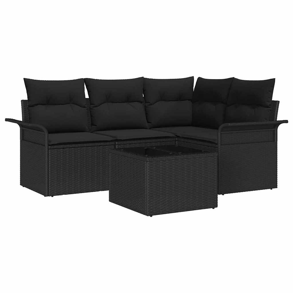 Gartensofa-set 5 stk. Schwarz Poly-Rattan