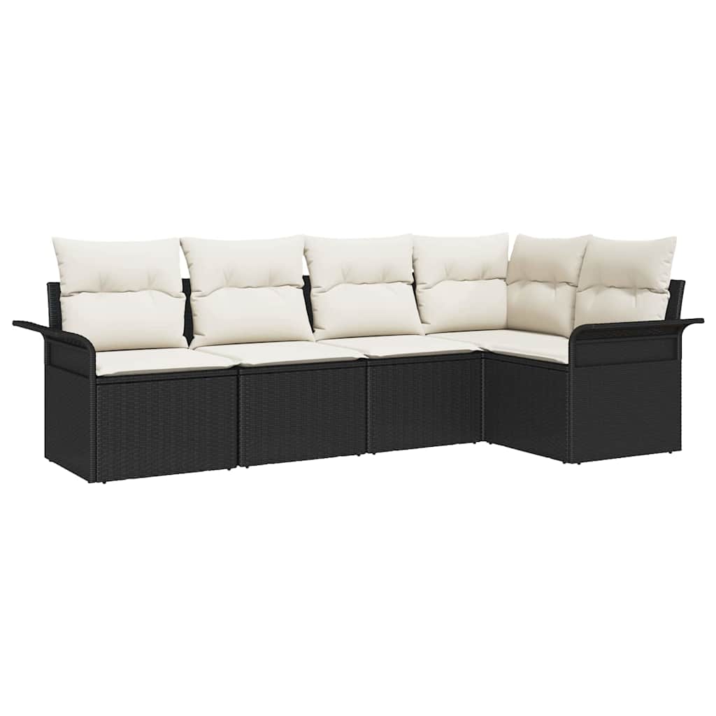 Gartensofa-set 5 stk. Schwarz Poly-Rattan