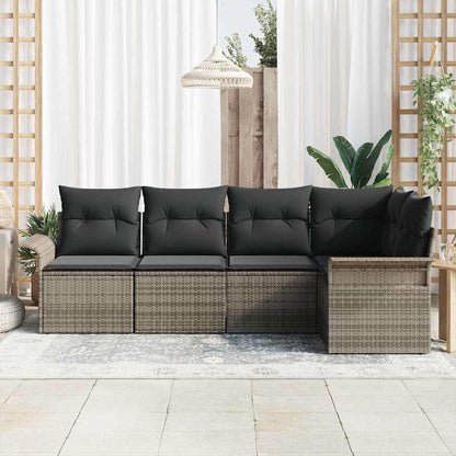 Gartensofa-set 5 stk. Grau Poly-Rattan