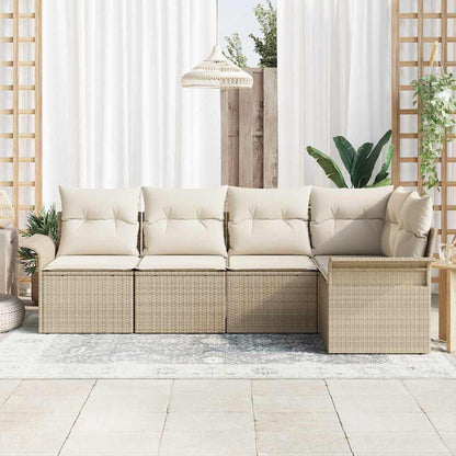 Gartensofa-set 5 stk. Beige Poly-Rattan