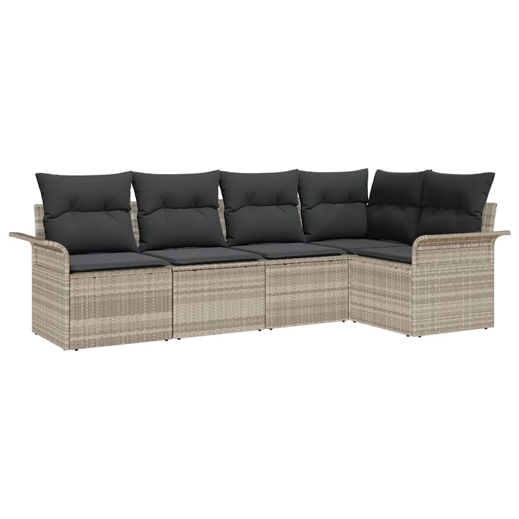 Gartensofa-set 5 stk. Hellgrau Poly-Rattan