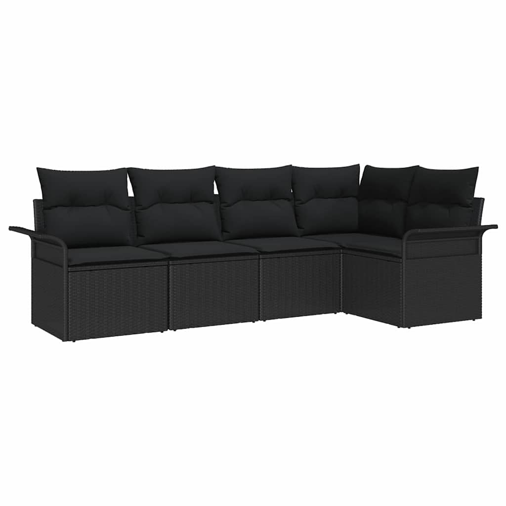Gartensofa-set 5 stk. Schwarz Poly-Rattan