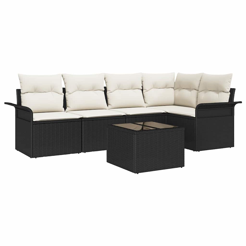 Gartensofa-set 6 stk. Schwarz Poly-Rattan