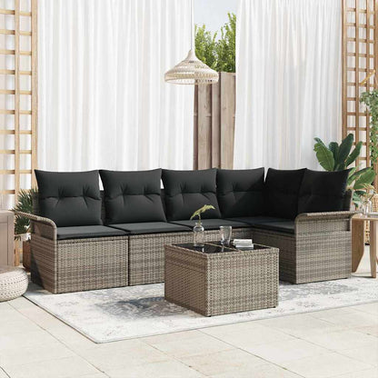Gartensofa-set 6 stk. Grau Poly-Rattan