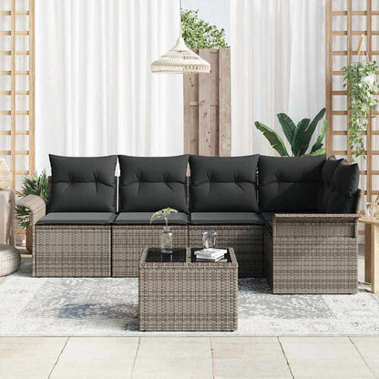 Gartensofa-set 6 stk. Grau Poly-Rattan