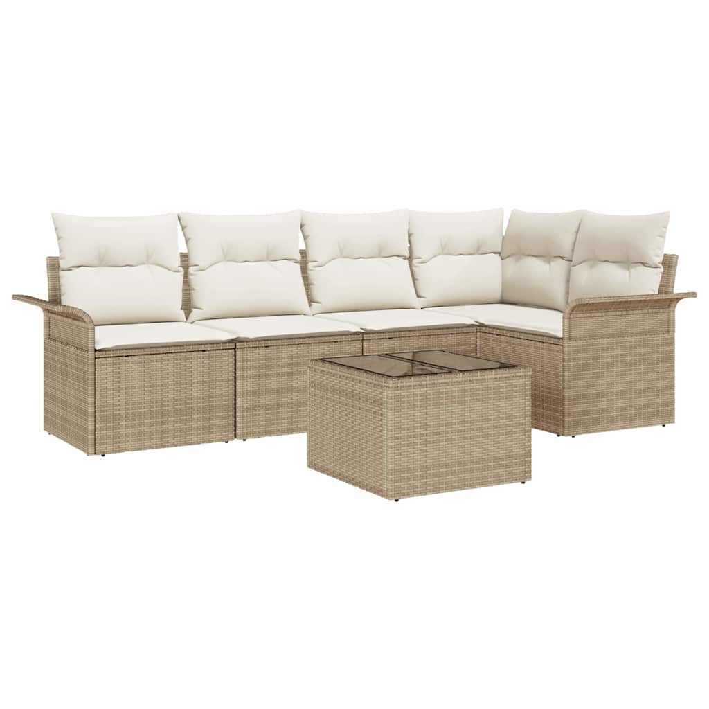 Gartensofa-set 6 stk. Beige Poly-Rattan