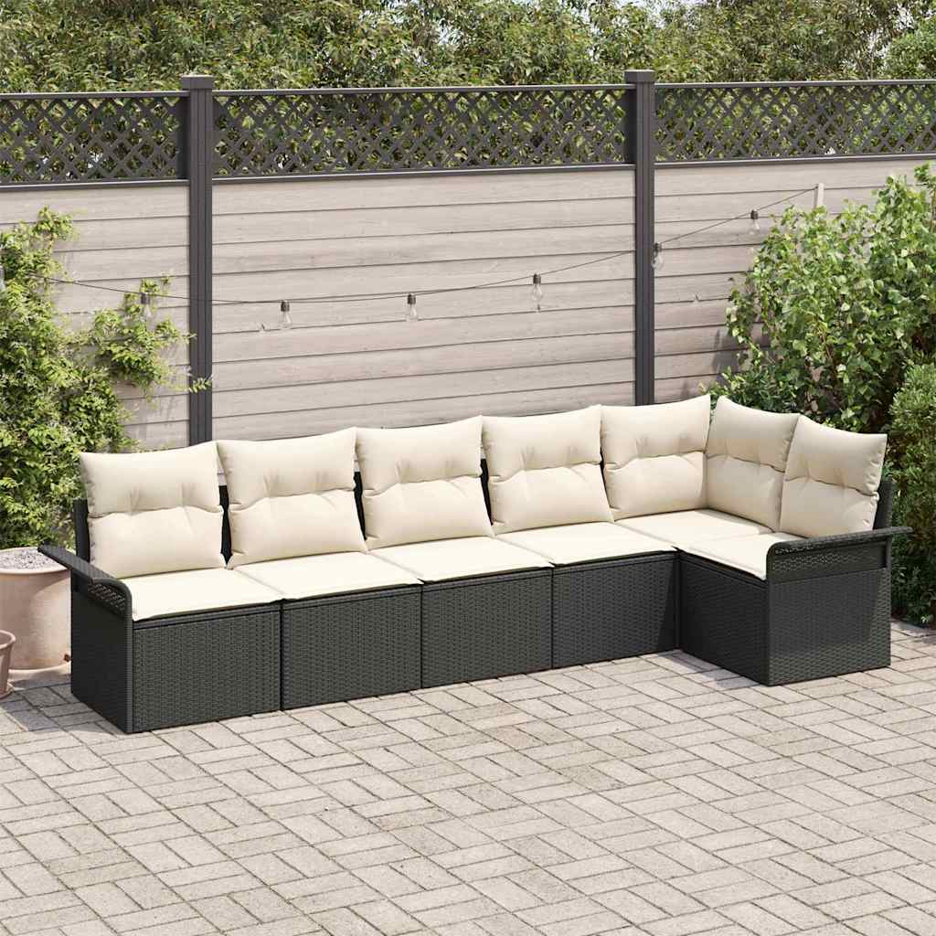 Gartensofa-set 6 stk. Schwarz Poly-Rattan