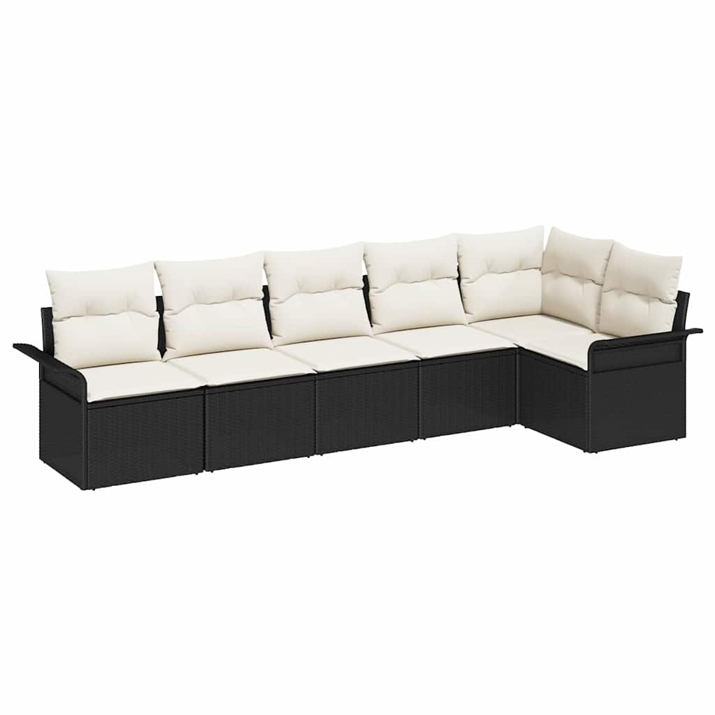 Gartensofa-set 6 stk. Schwarz Poly-Rattan
