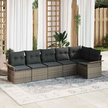 Gartensofa-set 6 stk. Grau Poly-Rattan