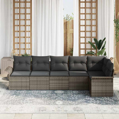 Gartensofa-set 6 stk. Grau Poly-Rattan