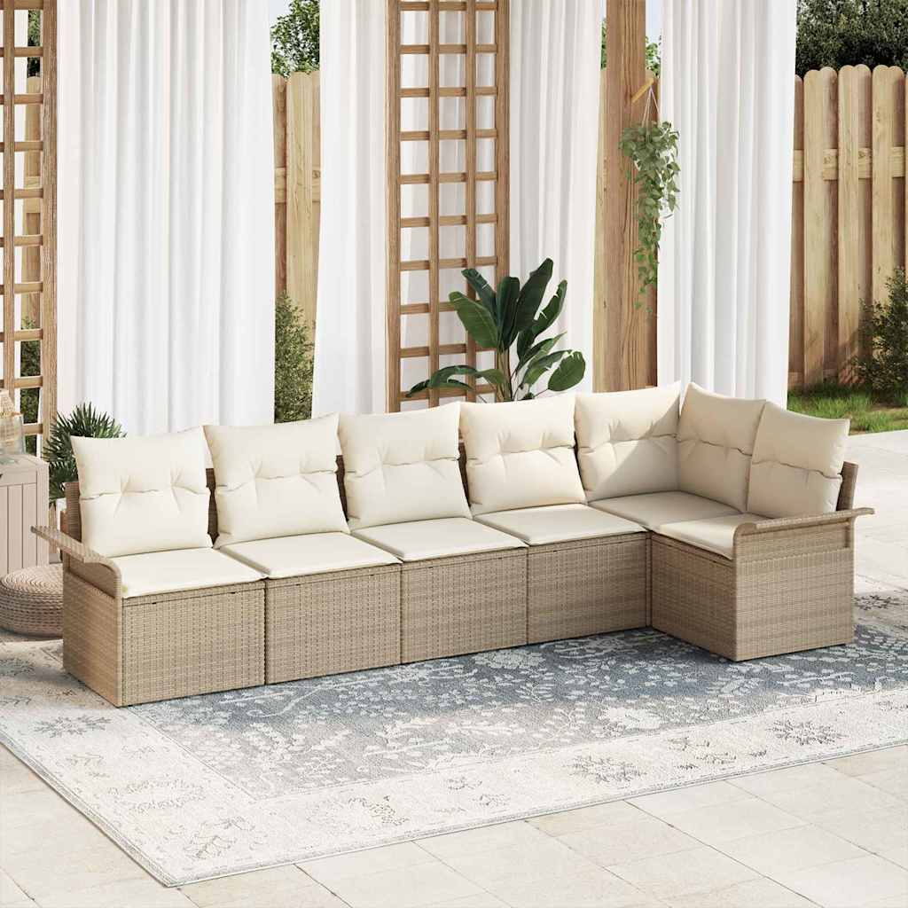 Gartensofa-set 6 stk. Beige Poly-Rattan