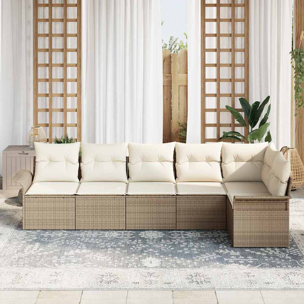 Gartensofa-set 6 stk. Beige Poly-Rattan