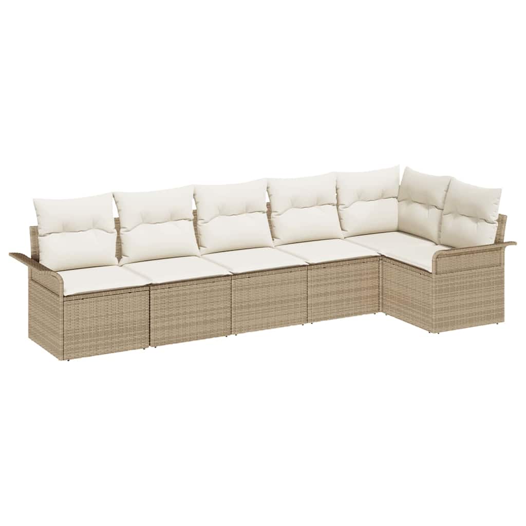 Gartensofa-set 6 stk. Beige Poly-Rattan