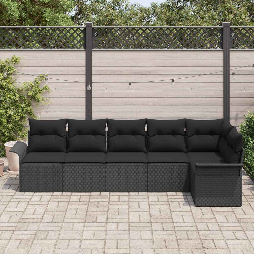 Gartensofa-set 6 stk. Schwarz Poly-Rattan