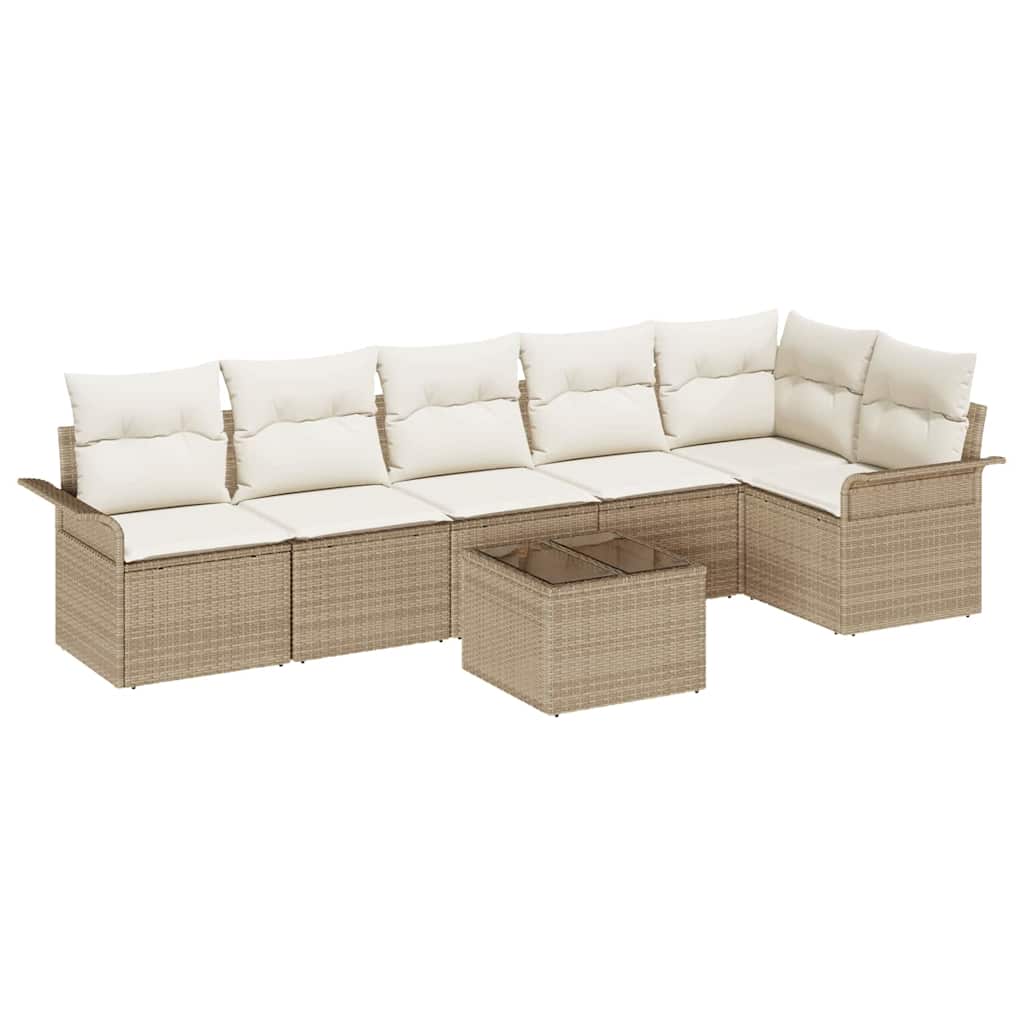 Gartensofa-set 7 stk. Beige Poly-Rattan