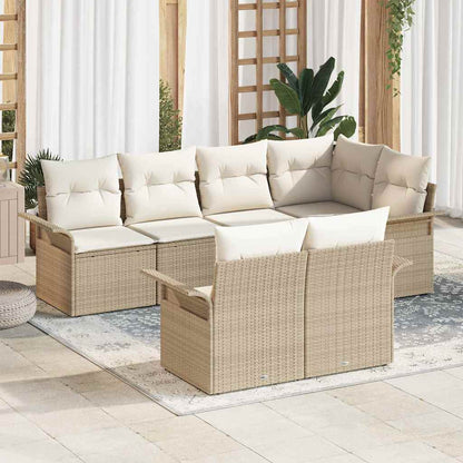 Garten-Sofa-Set 7 stk. Beige Poly Rattan
