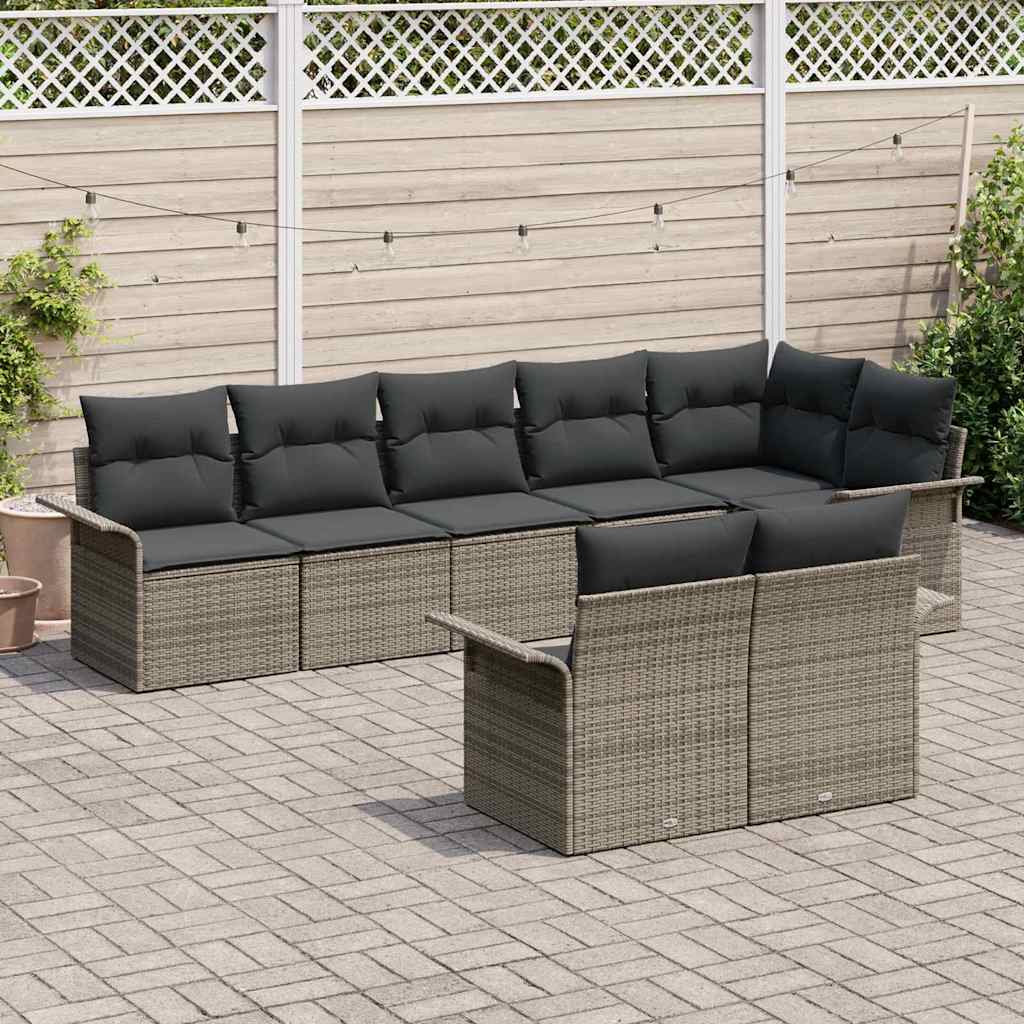 Gartensofa-set 8 stk. Grau Poly-Rattan