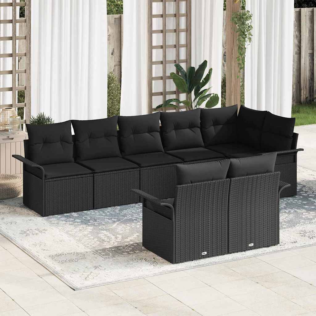 Gartensofa-set 8 stk. Schwarz Poly-Rattan