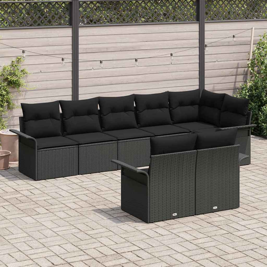 Gartensofa-set 8 stk. Schwarz Poly-Rattan