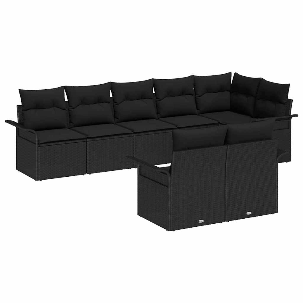 Gartensofa-set 8 stk. Schwarz Poly-Rattan