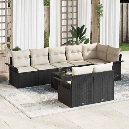 Gartensofa-set 9 stk. Schwarz Poly-Rattan