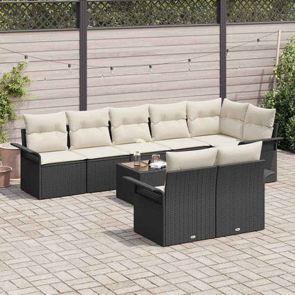 Gartensofa-set 9 stk. Schwarz Poly-Rattan