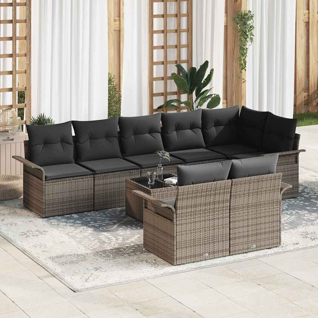 Gartensofa-set 9 stk. Grau Poly-Rattan