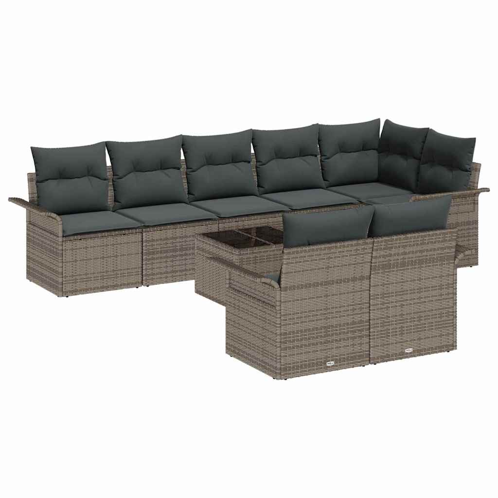 Gartensofa-set 9 stk. Grau Poly-Rattan