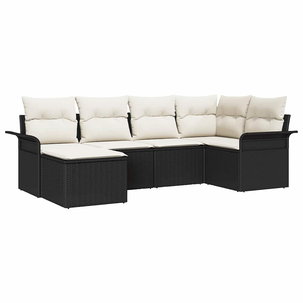 Gartensofa-set 6 stk. Schwarz Poly-Rattan